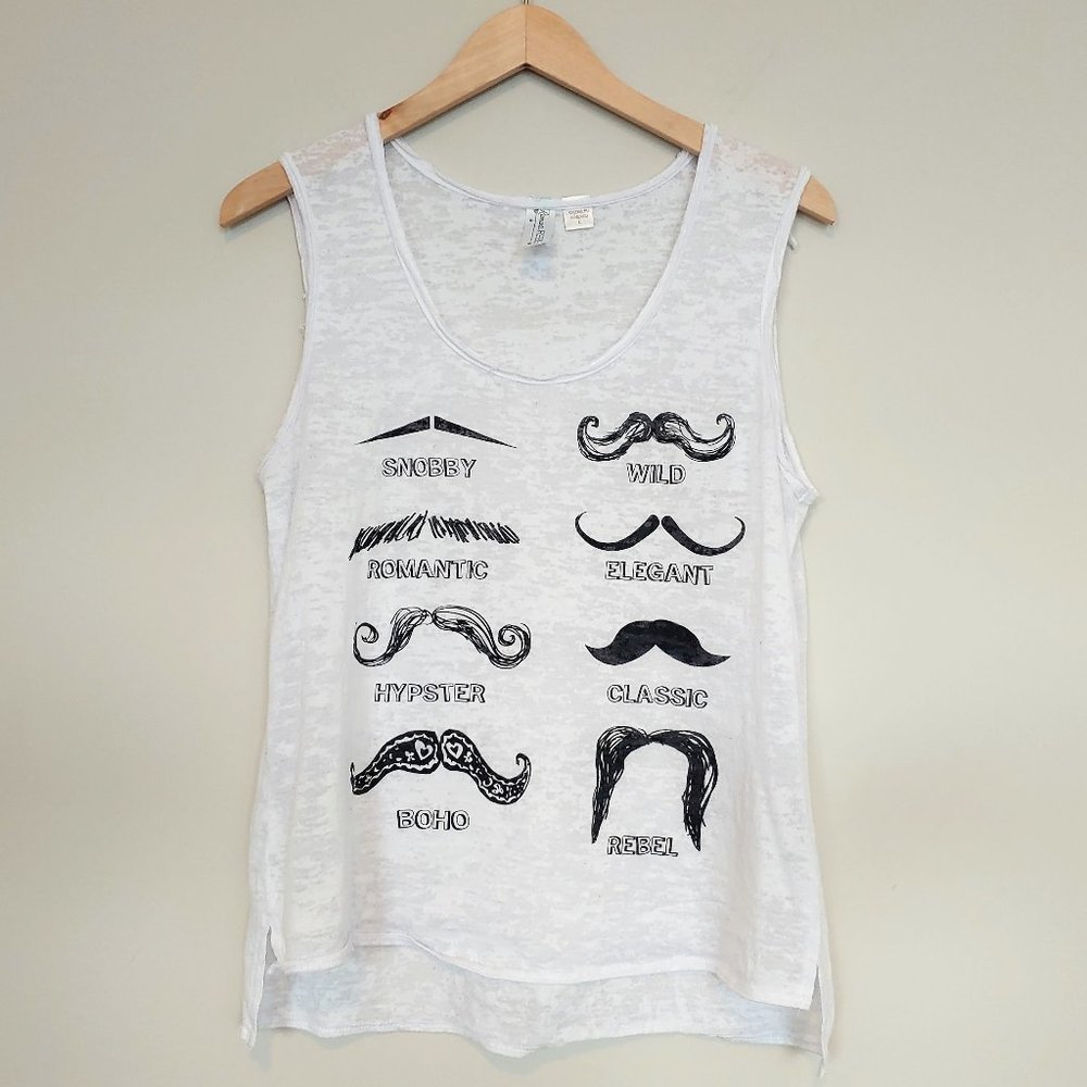 Romantic Rebel Mustache burnout tank L
